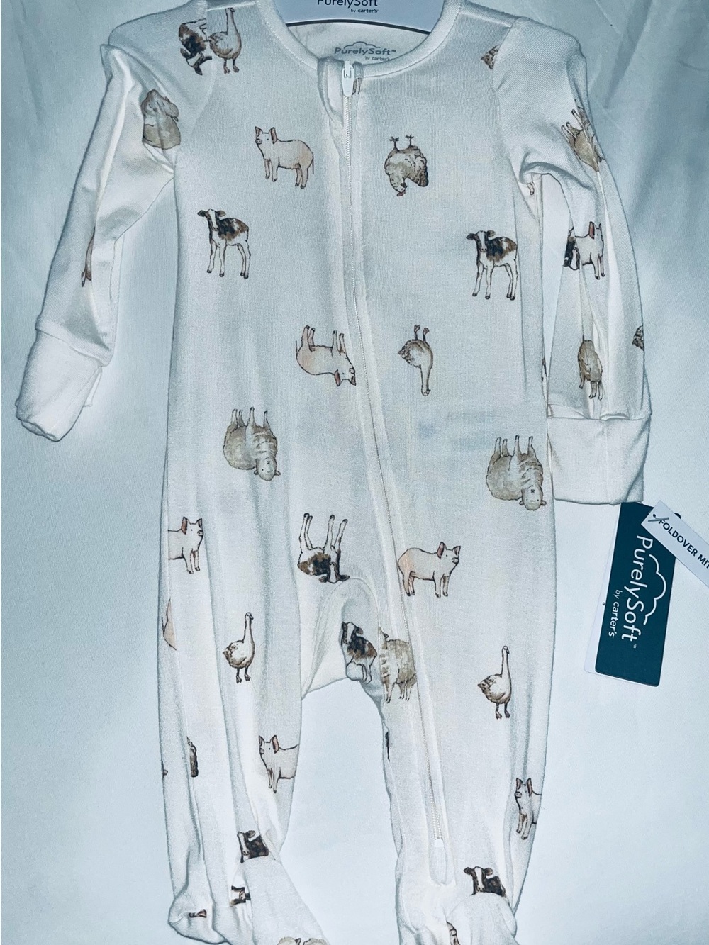 Carter's Cream Footed One-Piece with Farm Animal Motif
